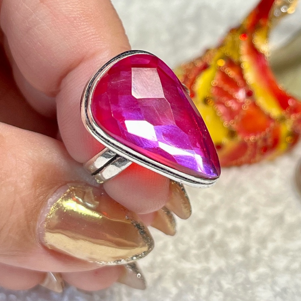 💕Pink topaz ring -new . Size 8.5